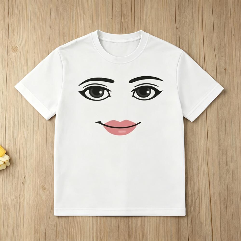 Novelty Roblox Face Game Meme Graphic T Shirts Summer Fashion Boys Short Sleeve Roblox Cartoon Printed Top Summer Kids T-shirt