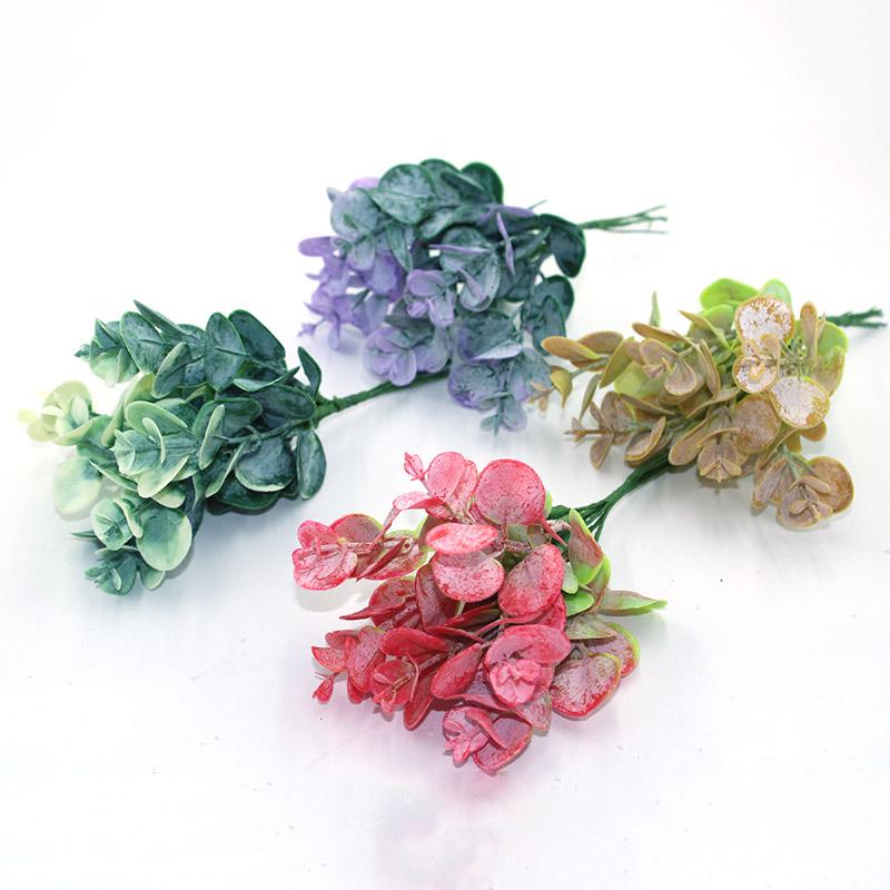 

6PCS plastic eucalyptus, used for scrapbook artificial plant DIY for family wedding decoration fake plastic flower decorative ga