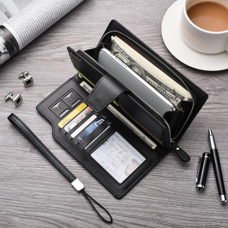 Men Wallets Business Zipper Long Wallet Clutch Purse Coin Card Holder