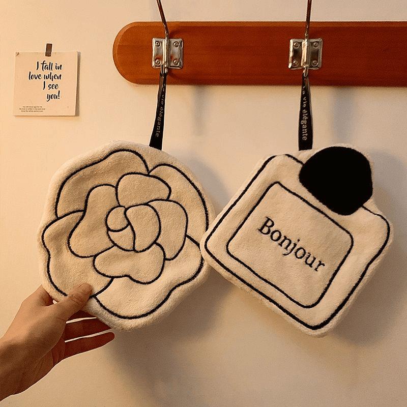 Mjuk Dubbeltjock Handduk Hängande Snabbtorkande Absorberande Handdukar Kawaii Blomma Handduk Badrum Kök Tillbehör