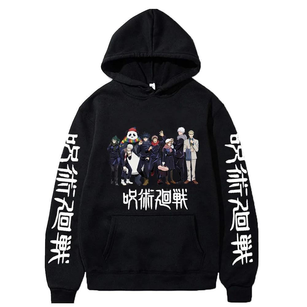 New Anime Manga Print Unisex Hoodie Sweatshirt Round Neck Full Sleeve Long-lasting Polyester Fiber Cursed Battle Animation