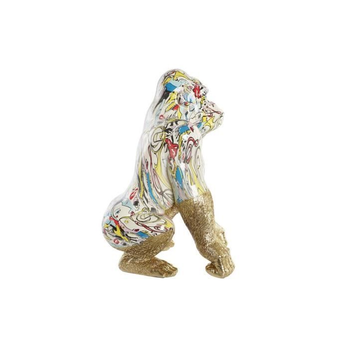 Figurine décorative - Gorille - Résine dorée - Multicouleur - 28,5 x 26,5 x 41 cm