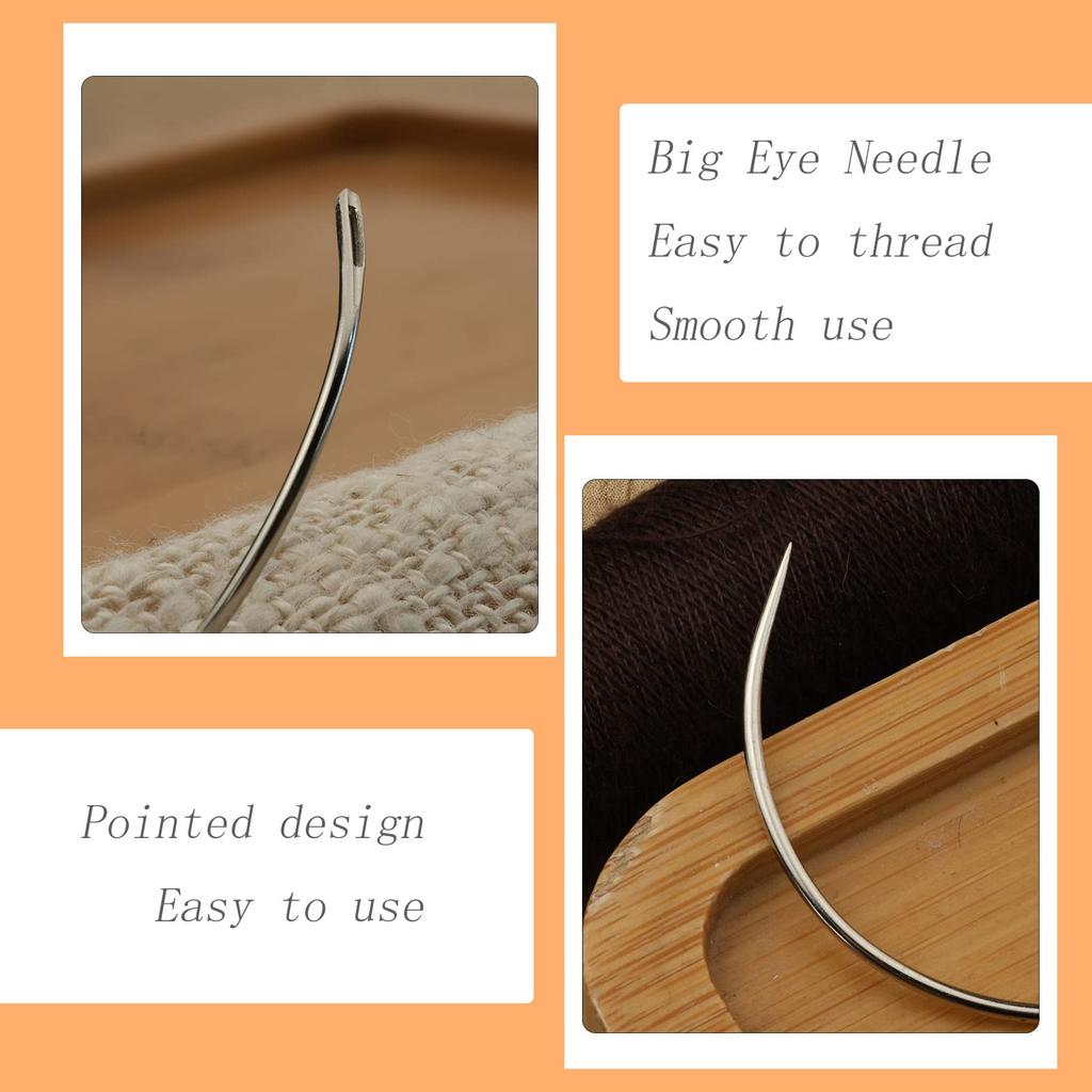 50 PCS Curved Needles Leather and Weaving Needles for Carpet Leather Canvas Repairing Blocking Knitting Modelling Crafts
