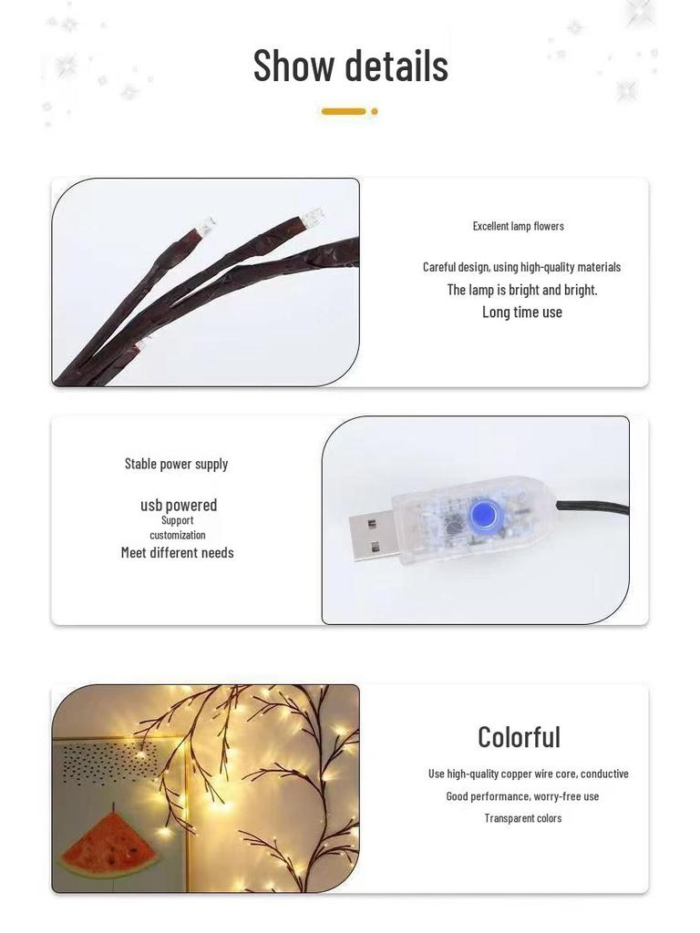 Starry LED Vine Lights: Colorful Wall Decorations for Living Room, Bedroom, and Holiday Atmosphere.