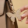 Keychain Pendant Sparkling Rhinestones Butterfly Shape Zinc Alloy Keychain Pendant with Lobster Clasp Backpack Accessory