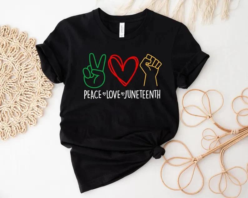 Peace Love Juneteenth Shirt Free-ish 1865 Black Culture Tee S