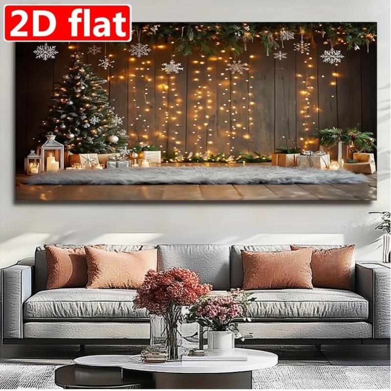 1pc, 2D Flat, Christmas Background Pattern Backdrop - Polyester Fiber Photography Backdrop, for Holiday Parties, Photo Booths, W