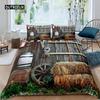 Set Copripiumino Porta Fienile in Legno Misura King Occidentale Set Biancheria da Letto Rustico Asse di Legno Stile Fattoria Country Poliestere
