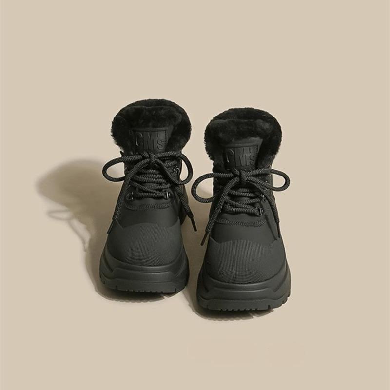 

Thick-soled snow boots women s new winter fleece warm Martin boots small boots non-slip waterproof cotton shoes 40 чёрный