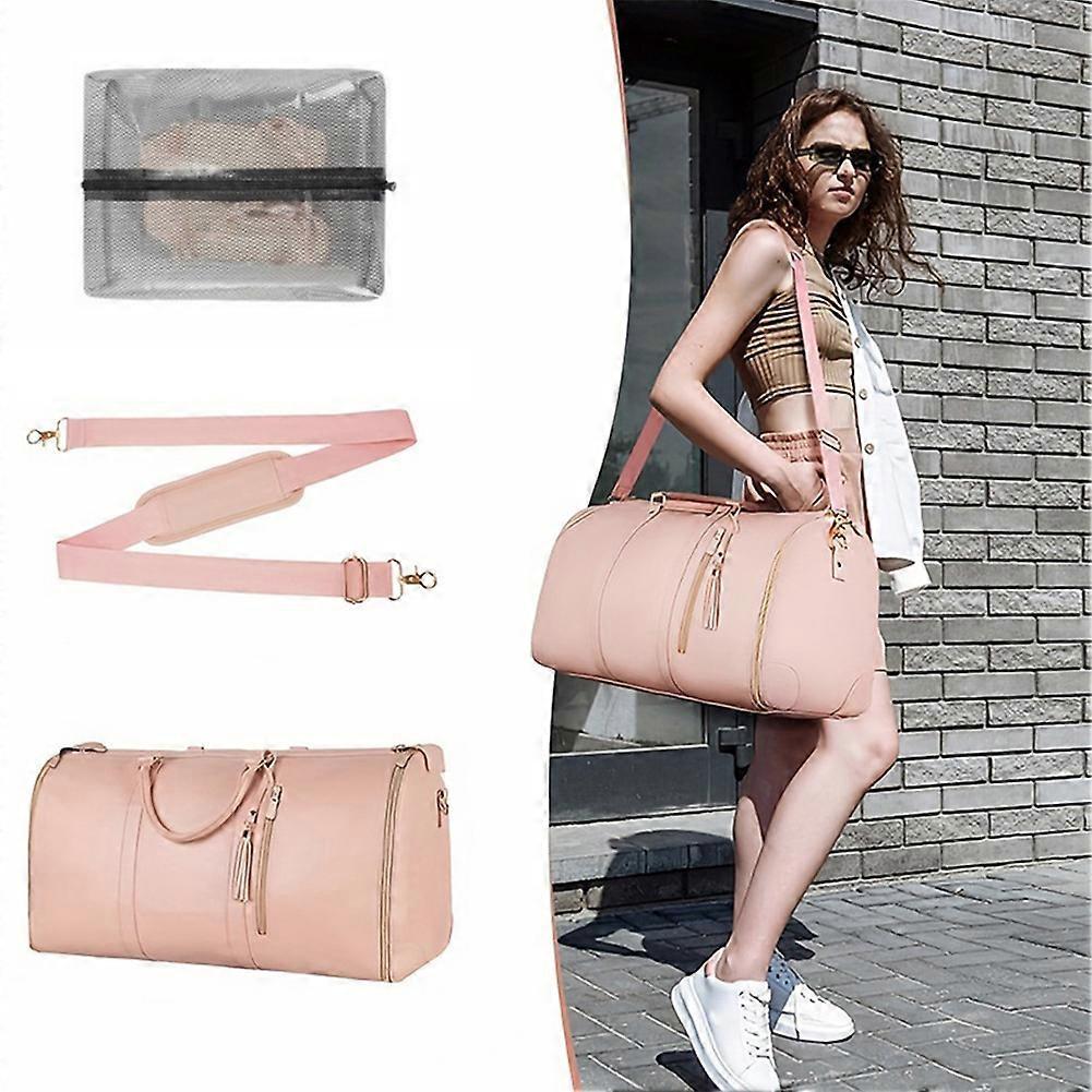 Foldable Women Travel Convenient Carry-on Clothing Bag Large PU Leather Duffel Bag Women's Business Travel Bag