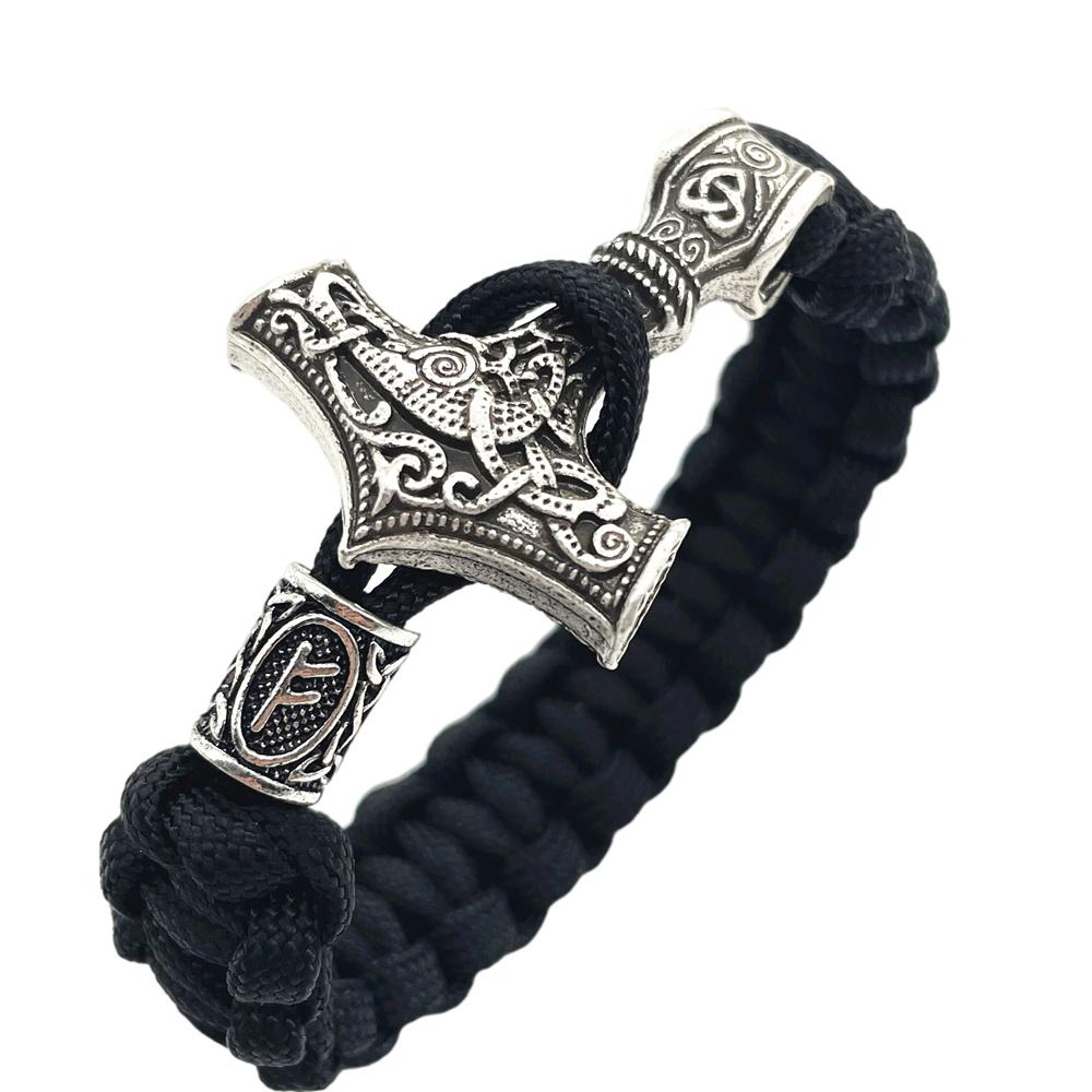 Nostalgia Thor Hammer Viking Bracelet Rune Charms Bead Jewelry For Women Men Norse Vikingo Bangle Dropship