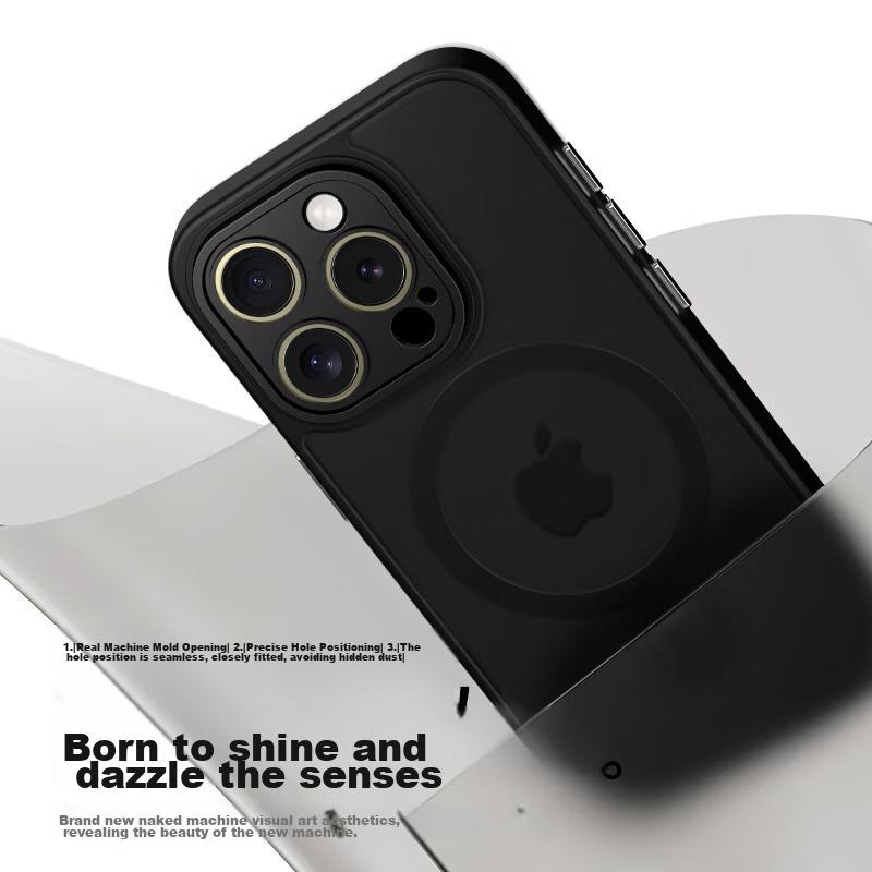 IPhone 15 Pro Max Case, Apple 15 Pro Max Protective Cover, Wireless Charging Compatible, Frosted Anti-Drop Full Protection Case, Midnight Black