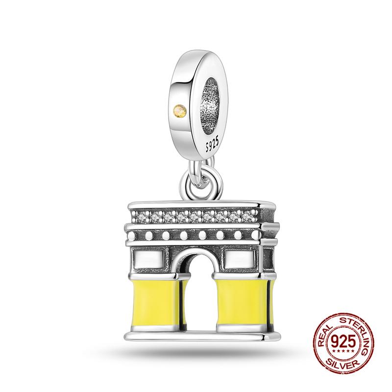 Original Charm Copper Landmark Building Series Charm Bead Fit 3Mm Original Bracelet For Women Diy Fine Jewelry Gift