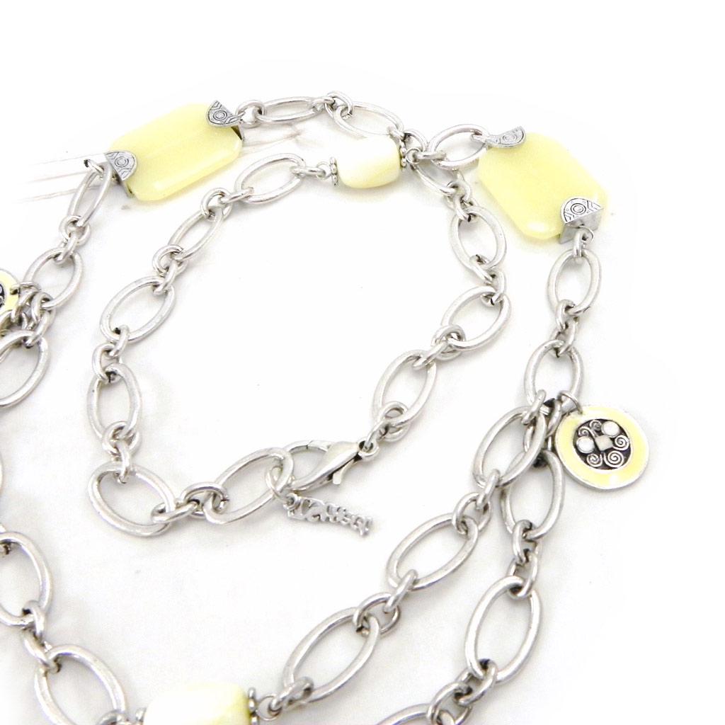 Les Trésors De Lily [E8898] - Designer Long Necklace 'Tijuana' Ivory Beige