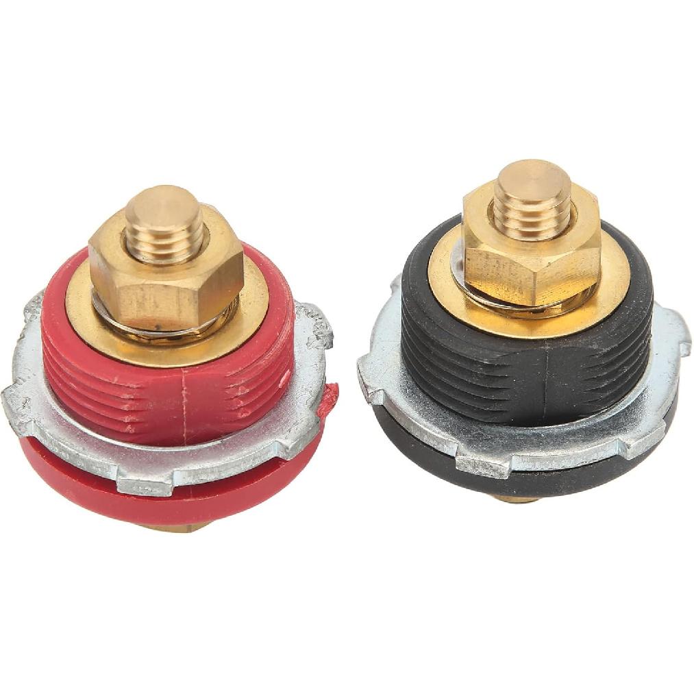 Car Thru Panel Battery Terminal Connector 2 Pcs, 3/8in Automotive Feed Thru Battery Terminal Connectors with Silicone Terminal Covers, Solid Zinc and