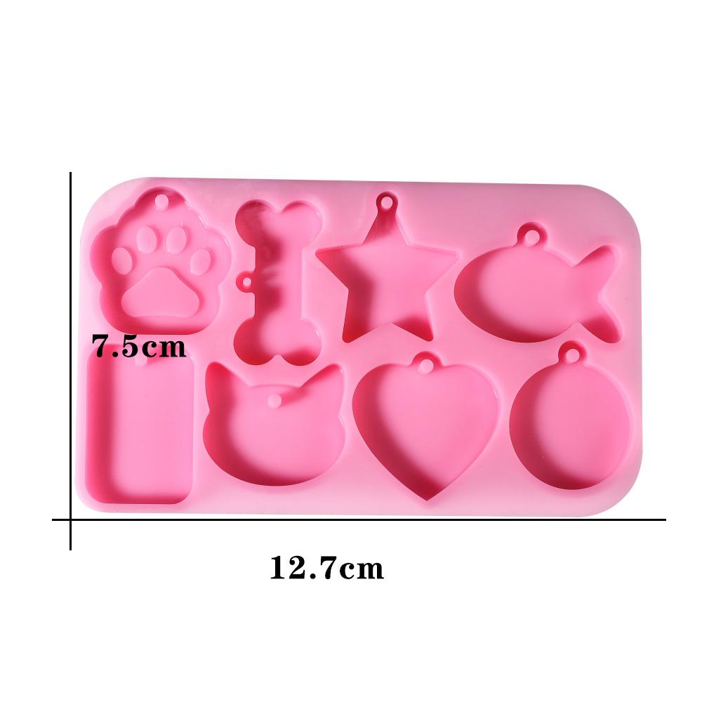 1 Piece New Design Dog Tag Bone Shaped Keychain Silicone Mould Key Chain Pendant Crystal Epoxy Resin Molds For DIY Making Tool