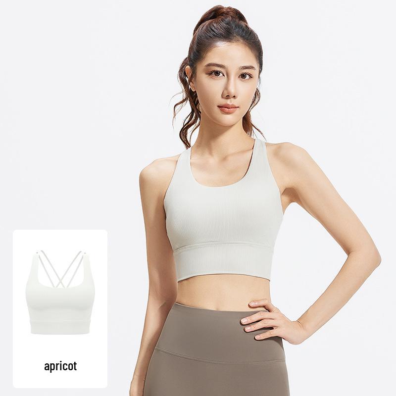 

Спортивный бюстгальтер Juyi Hall Crossback с фиксированными вкладышами и полосатыми бретелями - Ударопрочное спортивное нижнее белье M