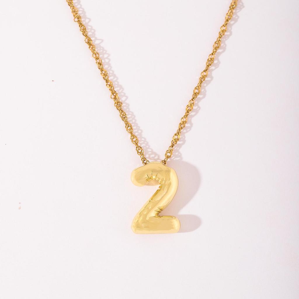 Retro 18k Gold Electroplated Number Pendant Necklace