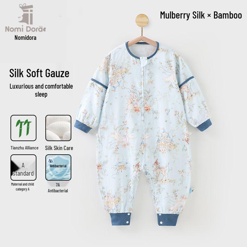 Bamboo Cotton Double-Layer Sleep Sack for Babies – Anti-Kick Spring & Autumn All-Season Pajamas 100cm 4-6 years
