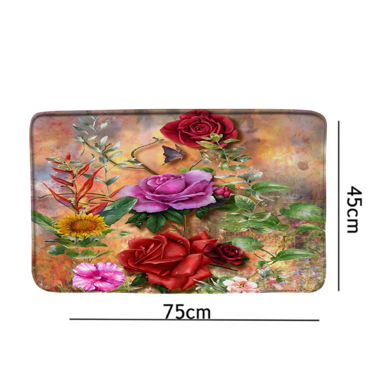 Butterfly Red Roses And Flowers Print Shower Curtain Set Anti-Slip Rugs Toilet Lid Cover Bath Mat  Bathroom Curtains Decoration