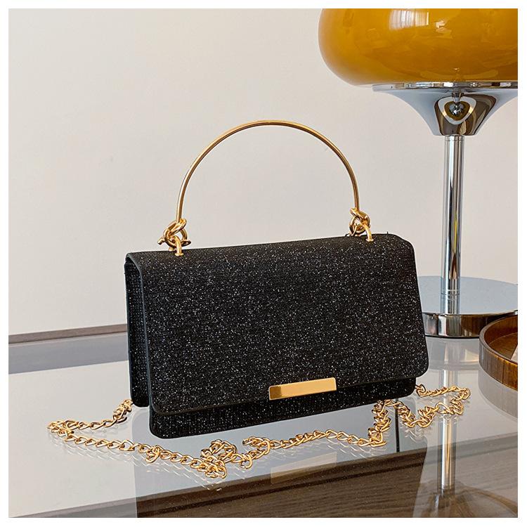2025 New Casual Fashion Trend Simple Chain Fashion Metal Portable Shoulder Crossbody Small Square Bag