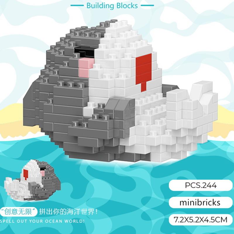 NEW Cute Marine Animals Turtles Dolphins Crabs Fish Clownfish Octopus Building Blocks Kit Girl Bricks Model Kids Toy Children