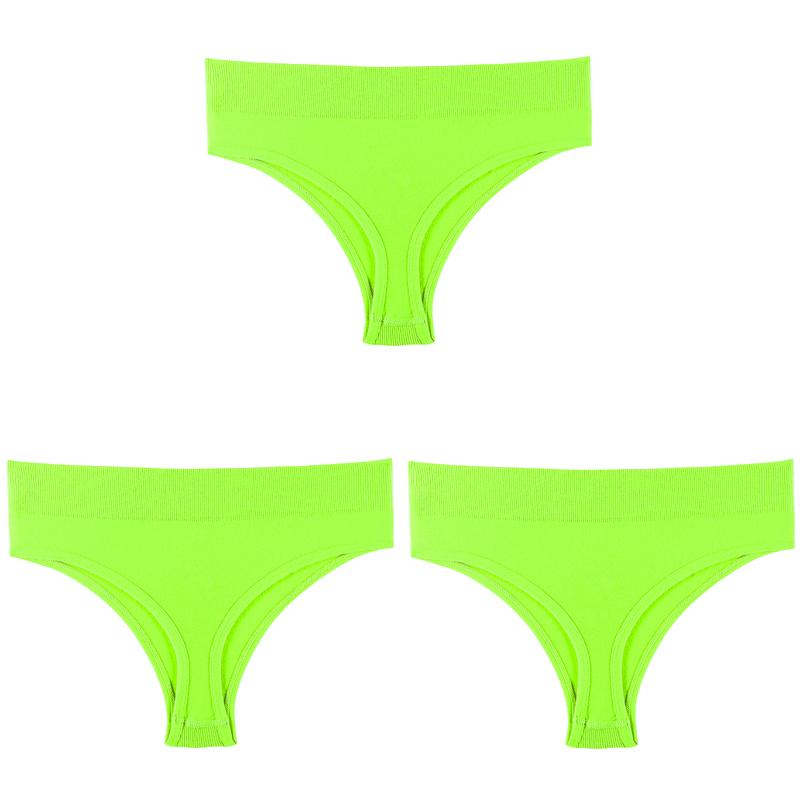 Women Solid 3PCS/Set Panties Sexy Middle Waist G-String Thong Femal Soft Nylon Lingerie Stretch T-Back Thong Underwear
