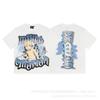 Unisex Vintage American Style Loose Fit Cotton Tee With Embellished Letter Print Round Neck Short Sleeve