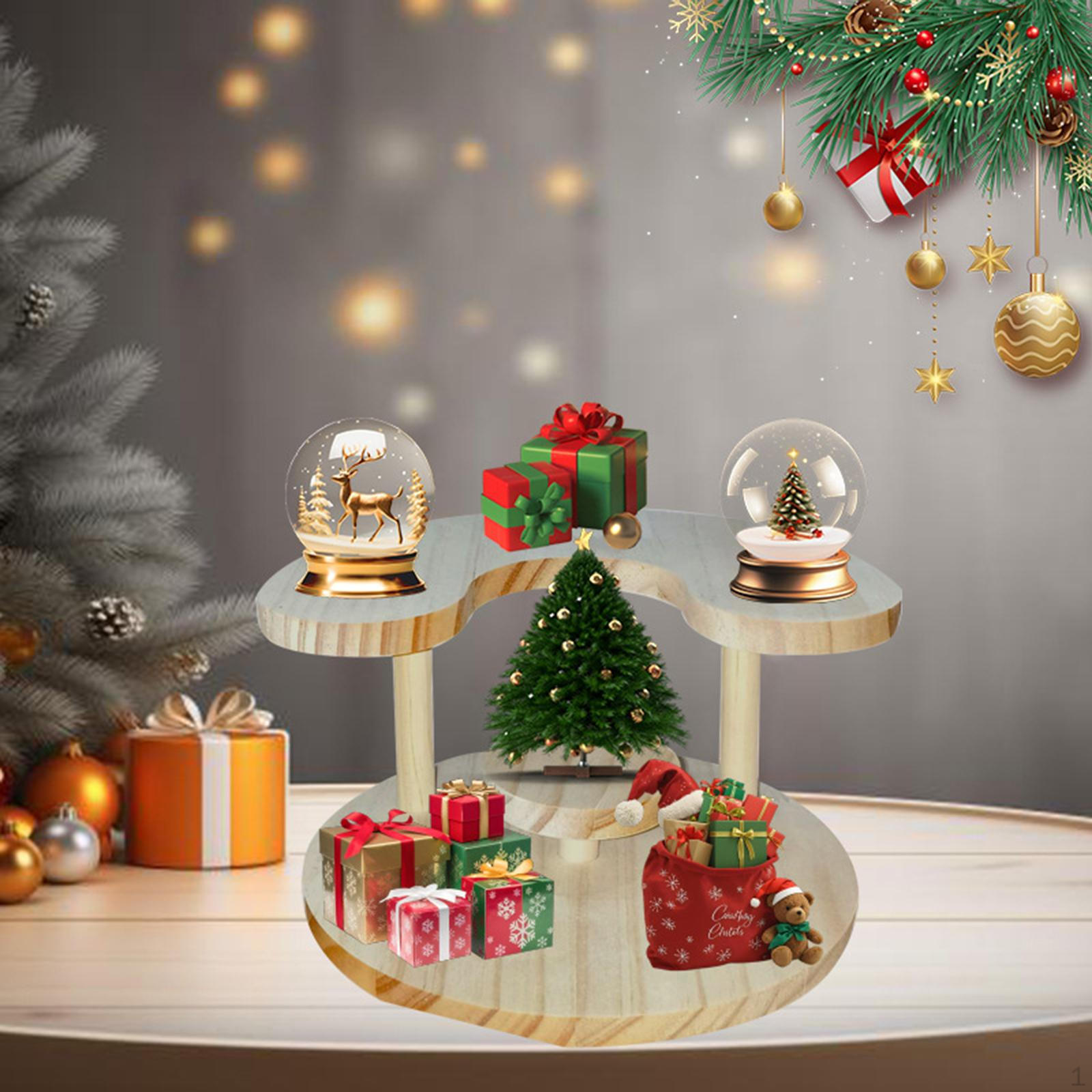 

Wood Display Stand Showing Holder 3 Tiers Shelf Perfume Rack Cupcakes Riser for Home Decoration