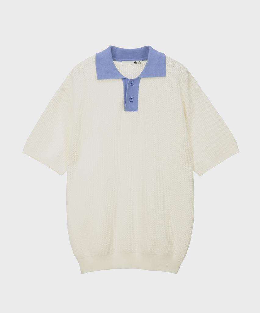 BASIC HOUSE Uni Color Block Collar Knit Ivory Lxkt3101