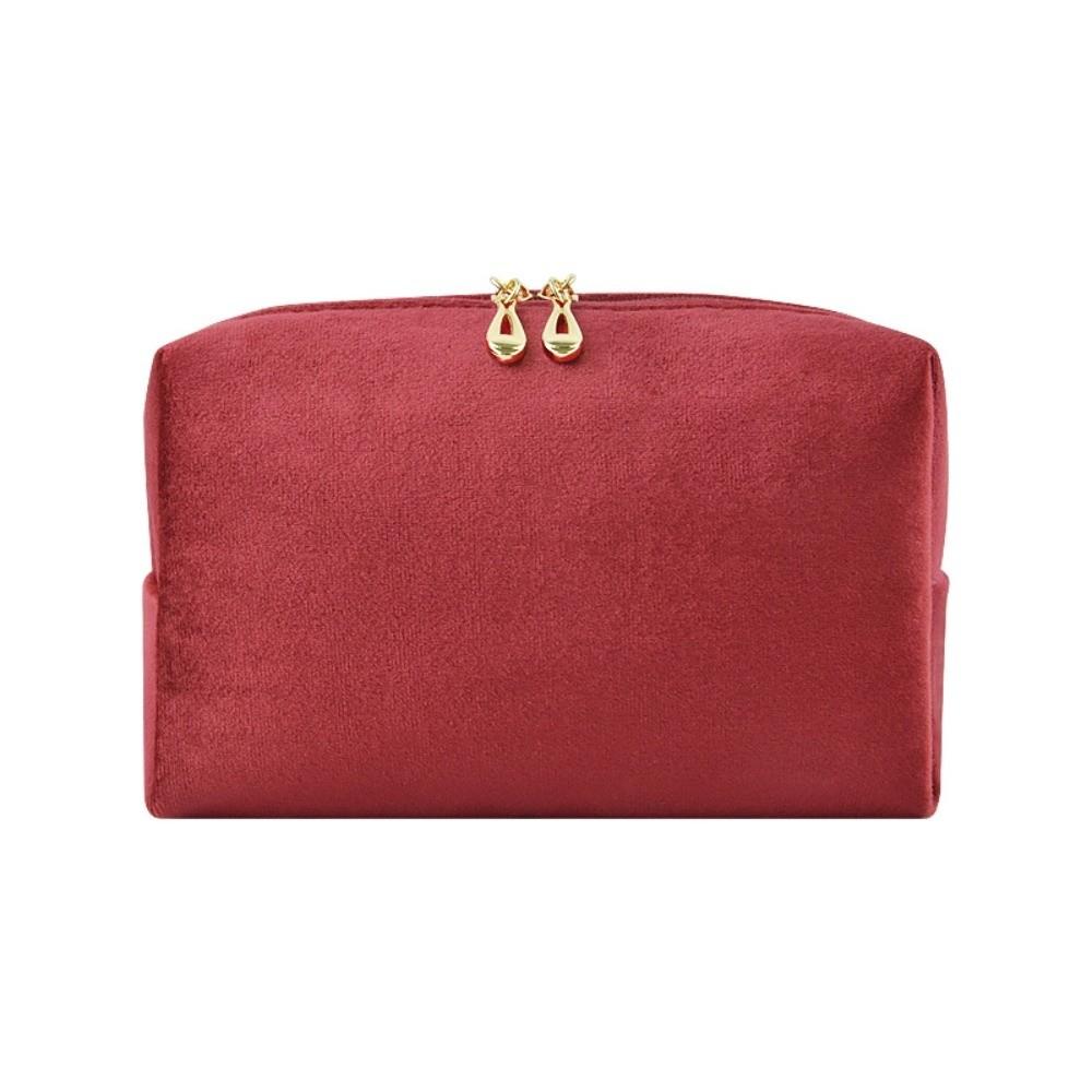 Portable Velvet Cosmetic Lipstick Bag Solid Color Handheld Cosmetic Bag Zipper Women s Clutch Ourdoor вино красного