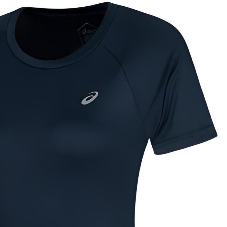 Asics Round Neck Pullover Comfortable Breathable Short Sleeve T-Shirt Women Tops Dark-Blue 2012C697-405