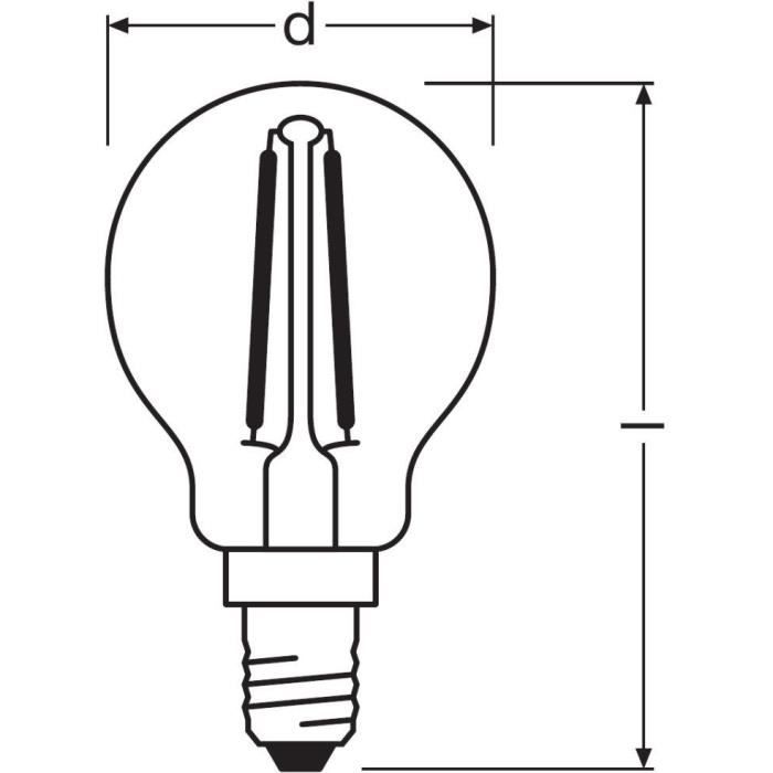 OSRAM Ampoule LED Sphérique clair filament 2,5W=25 E14 chaud