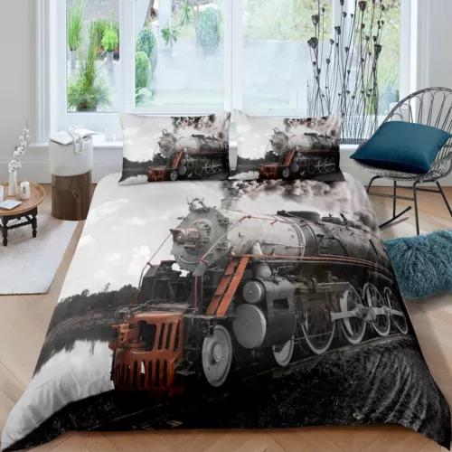 Comforter Steam Train Bedding Set Decoration Gift Suitable For Children Boys Girls Adults. Warm Soft Comfortable Breathable