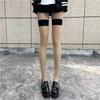 Sexy Suspenders Integrated Socks Pure Desire Stockings Women's High Socks Thigh Socks Contrasting Color Thin Black Edge Skin Edge Bottom Socks