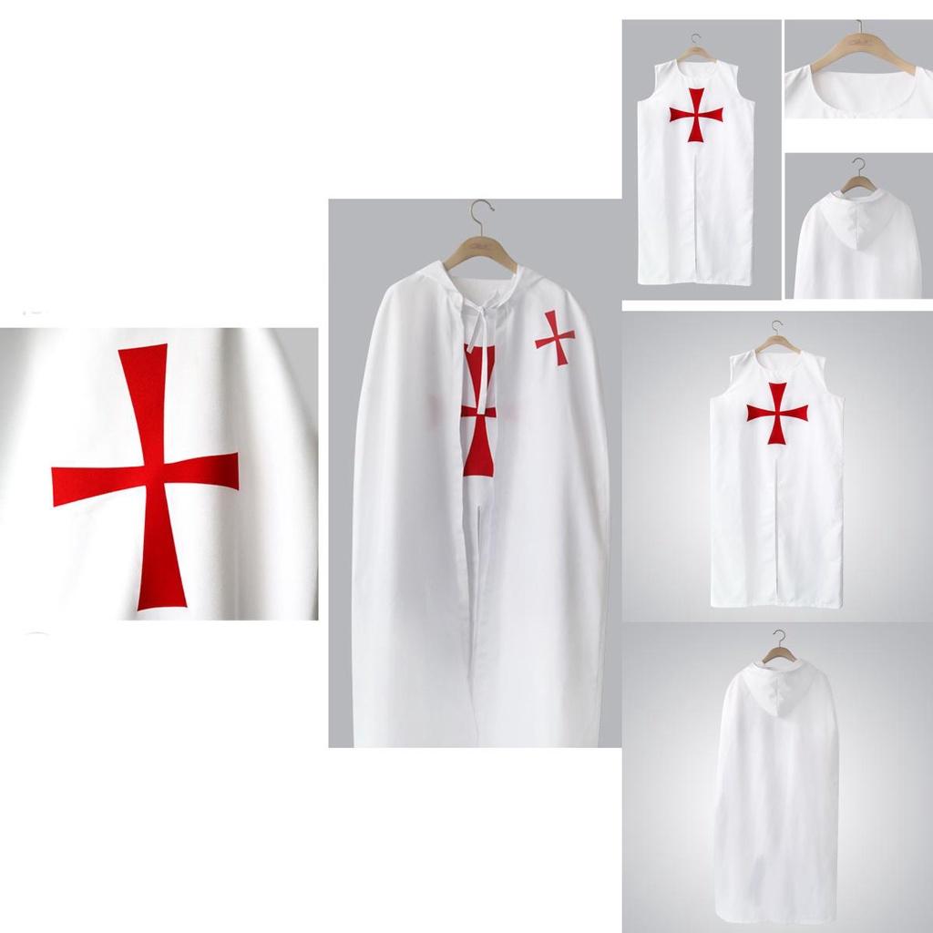 Medieval Men Tunic Cape Cloak With Elegant Cross Pattern For Cosplay Events And Halloween
