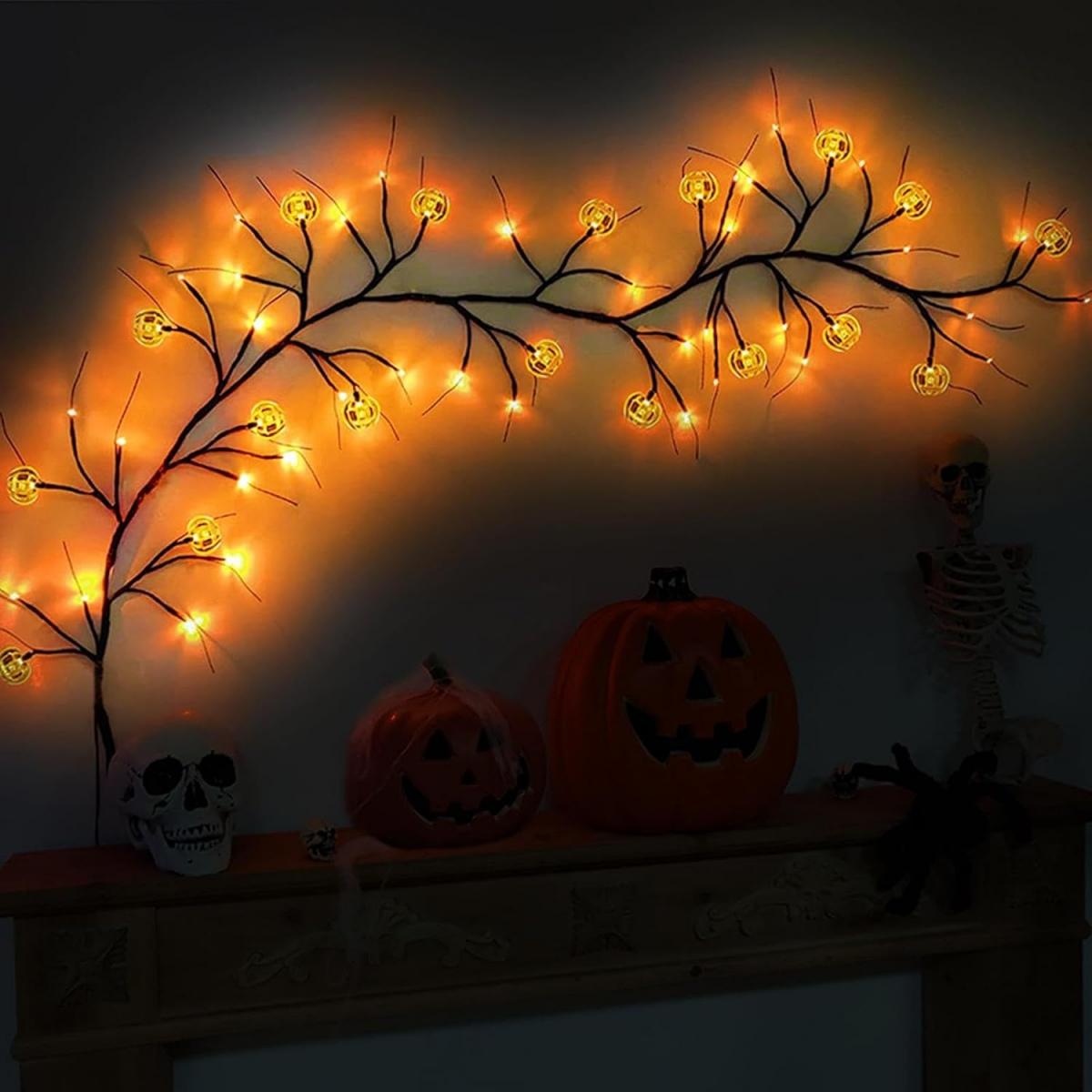 

1PC 54LED Halloween Pumpkin Black Willow Vine Lights Orange LED Branch Lamp For Home Living Room Halloween Party Festival Decor 54LED оранжевый