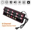 220V Shaking Reminder Commercial Restaurant 8 Independent Channel Kitchen Timer Digital Timer Cooking Timing LCD Display Clock