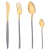 Matte Gold Dinnerware Set 304 Stainless Steel Cutlery Flatware Set Grey Gold Knife Fork Spoon Teaspoon Tableware Set