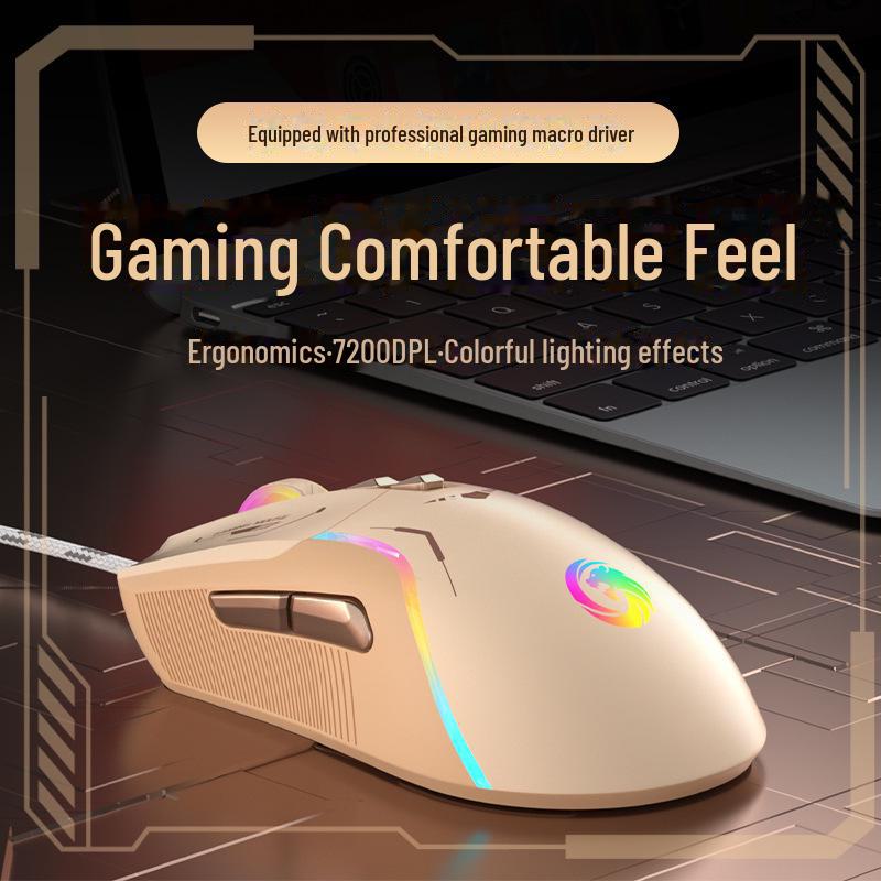 Mouse da gioco meccanico cablato RGB con programmazione macro per PC e laptop