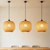 Japanese Style Bamboo Pendant Lamp Shade 20CM Hand Woven Lamp Cover for Lantern Pendant Light Indoor Lighting Fixtures