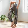 Women's Pocket Drawstring Trousers High Waist Yoga Bohemian Printed Casual Pants
