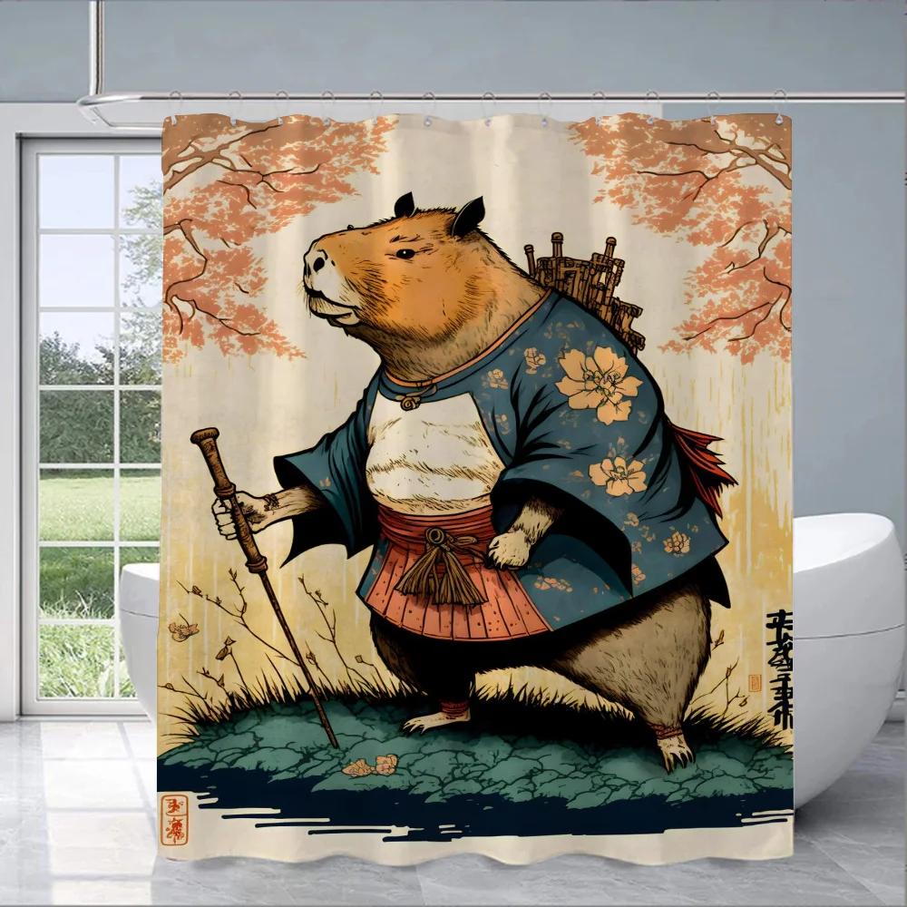 Capybara Bathroom Shower Curtain Cloth Curtains Bath Cover Waterproof Fabric Full 200x180 Curtins Funny Products Household Home