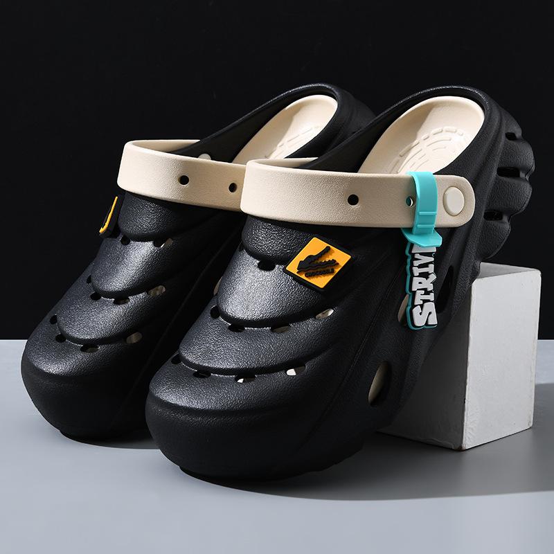 Couple Comfortable Two Wear Sandals Summer Travel Breathable Sandals Non-slip Beach Shoes Hole Shoes Straight Hair