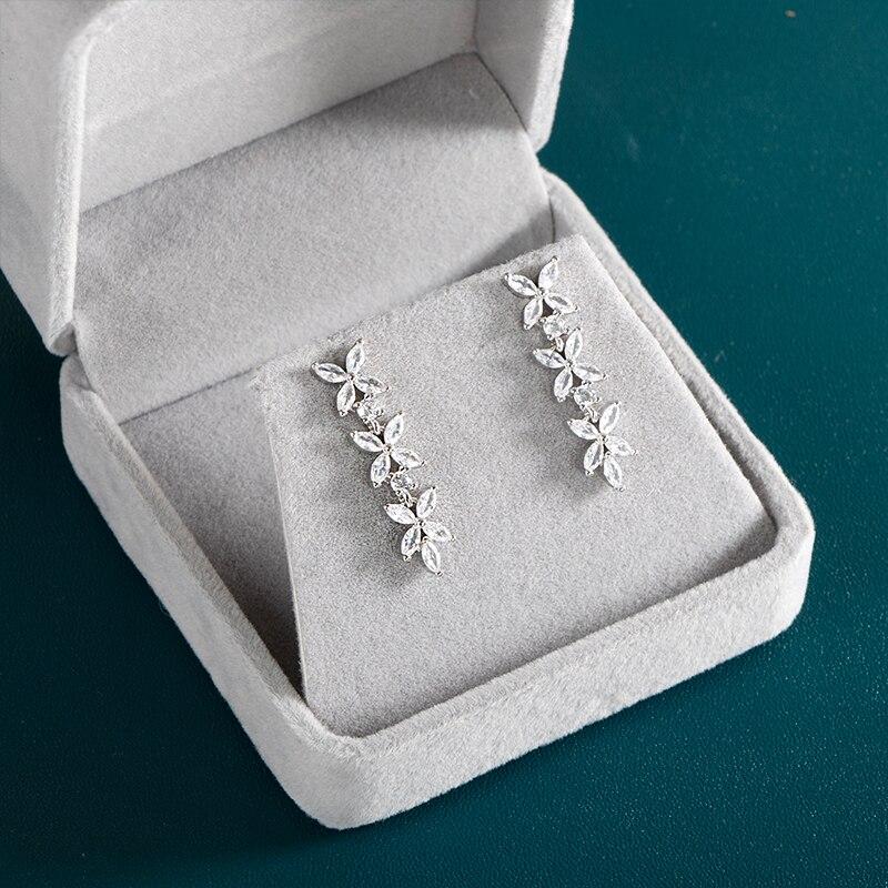 BELLA BOX Aesthetic Earrings For Women Brilliant Marquise Cubic Zirconia Stone Engagement Wedding Party Romantic Accessories
