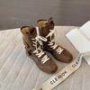 Retro lace-up Martin boots women's retro western style versatile and thin locomotive boots autumn and winter Maillard strap short boots
