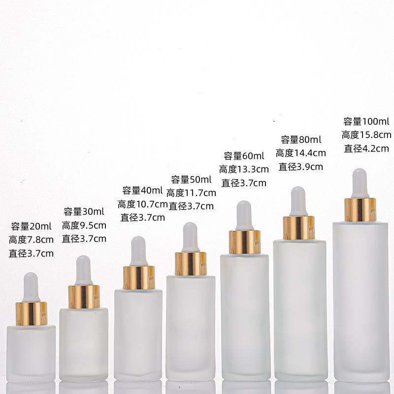 Frosted Glass Dropper Bottle 20-100ml, Straight Shoulder Essential Oil Serum Container for Skincare
