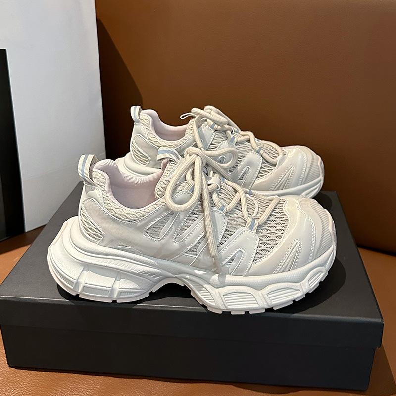 Thick-soled Heightening Dad Shoes Women's 2025 New Fashionable Versatile Mesh Breathable Comfortable Lightweight Casual Sports Shoes
