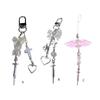 Delicate Phone Charm Keychain Bag Dangler Cute Bowknot Heart Phone Dangler Decoration for Fashionable Individuals