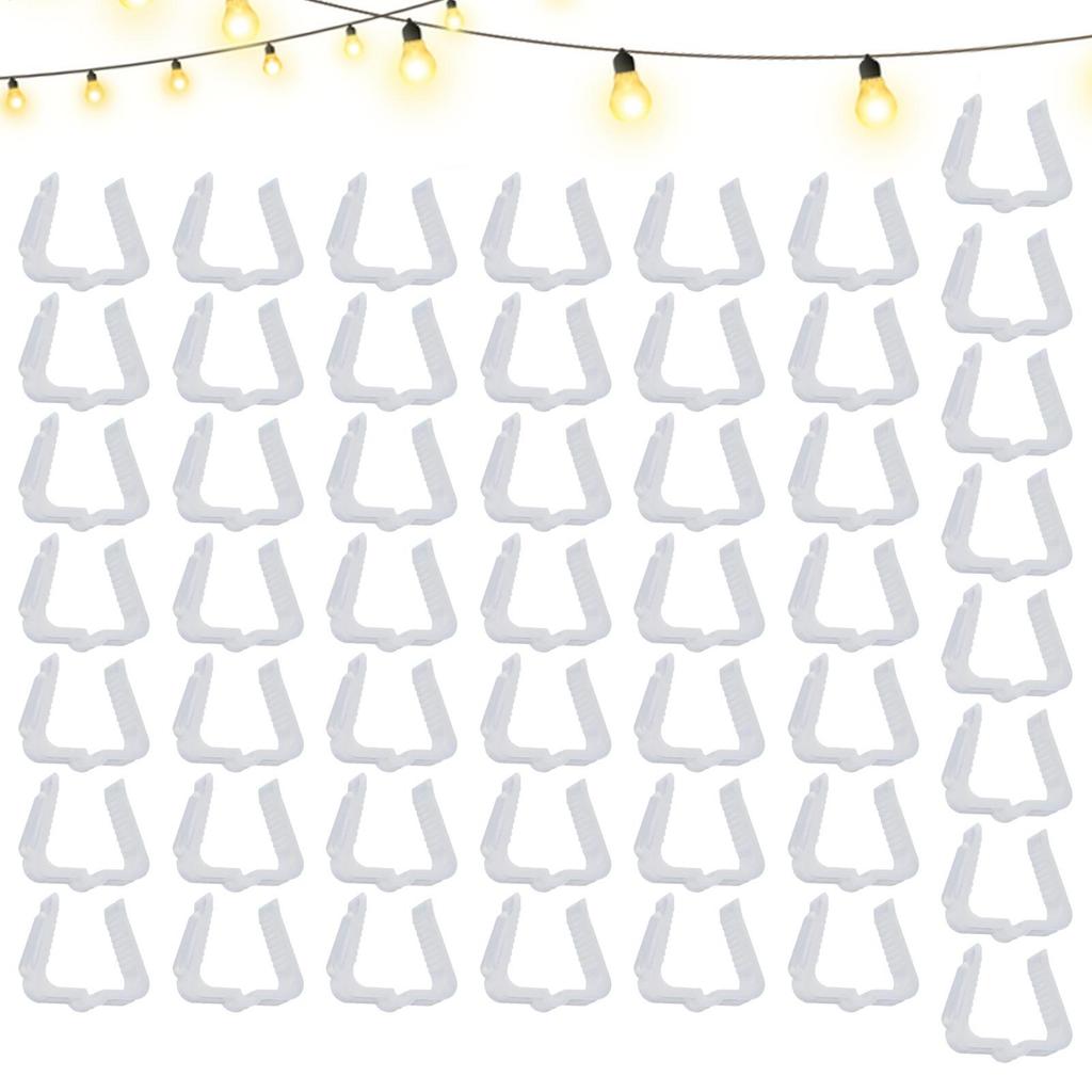 50 Pcs Windproof Fixed Light Clips Christmas String Light Hanger Hooks Waterproof Light String Clips For Roof String Lights